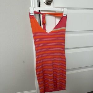 Striped Pink and Orange Beach Mini Dress